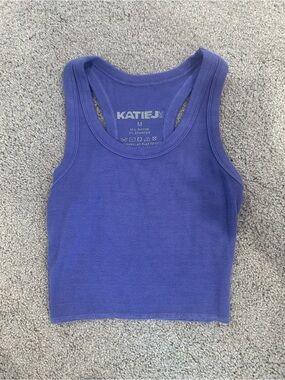 KATIE J NYC Purple Ribbed Tank Top (tween medium)